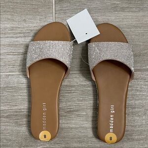 Madden Girl Sparkling Silver Slide Sandals